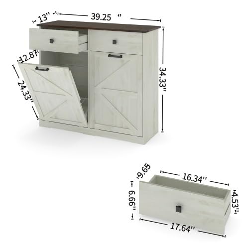 20 Gallon Tilt Out Trash Can Cabinet with Drawer R252402