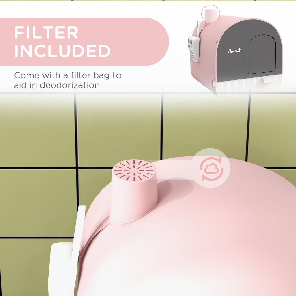 Pink Covered Cat Litter Box with Scoop B66360