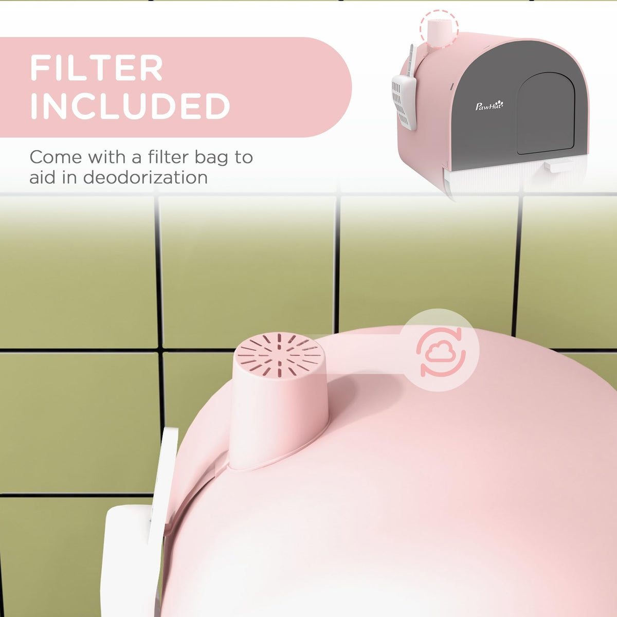 Pink Covered Cat Litter Box with Scoop B66360