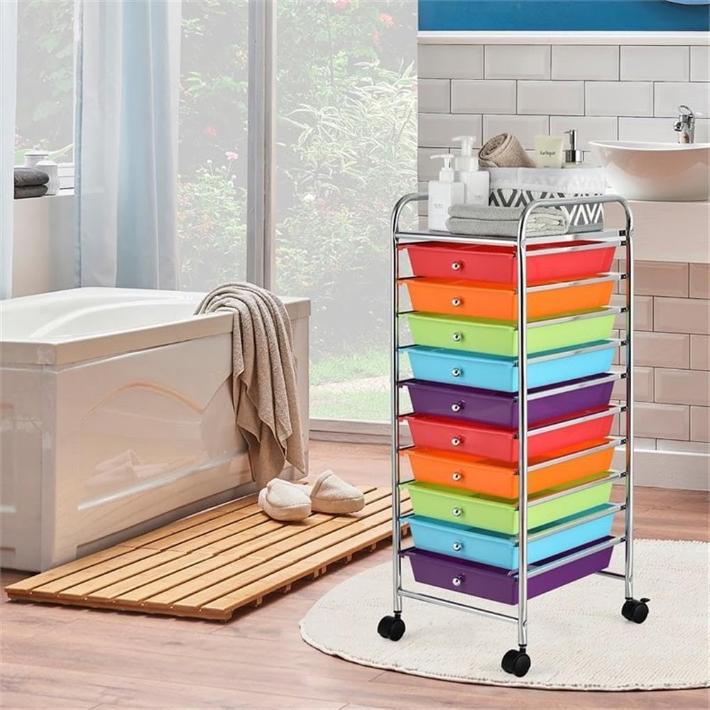 10 Drawer Rolling Storage Cart with Locking Casters U4656