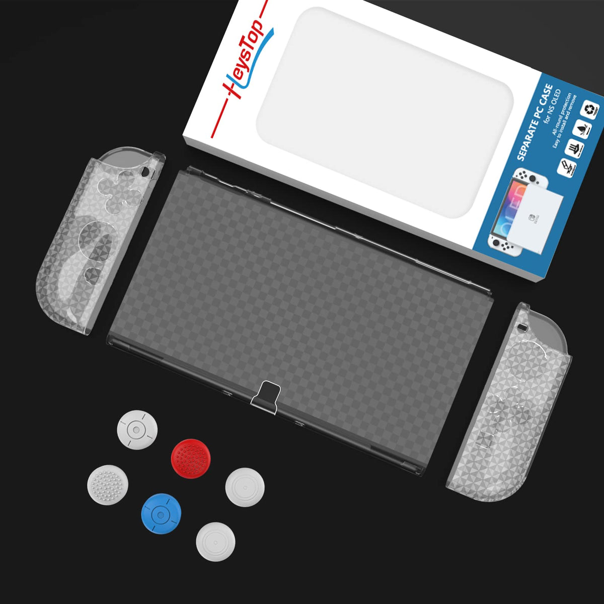 Switch OLED Dockable Hard PC Case with Thumb Stick Caps M864083