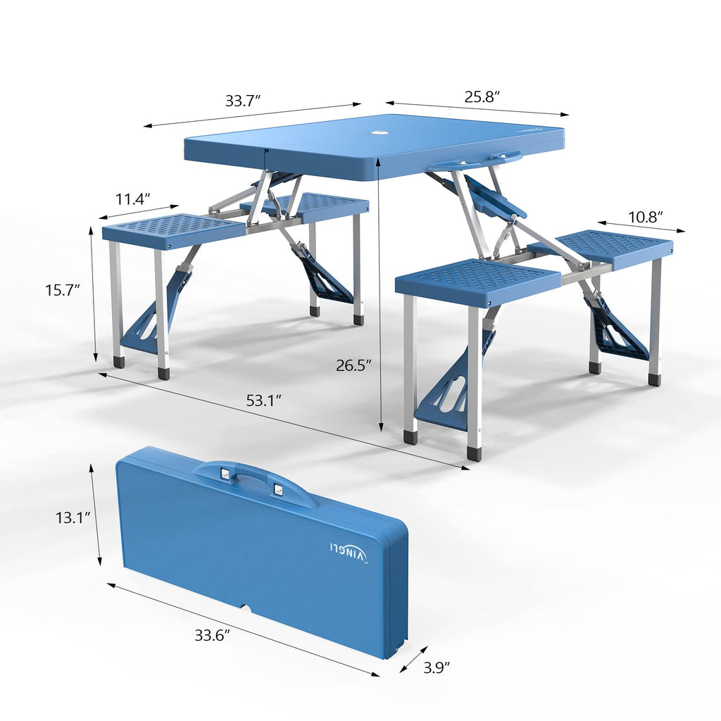 4 Ft Folding Picnic Table Set with 4 Seats G578