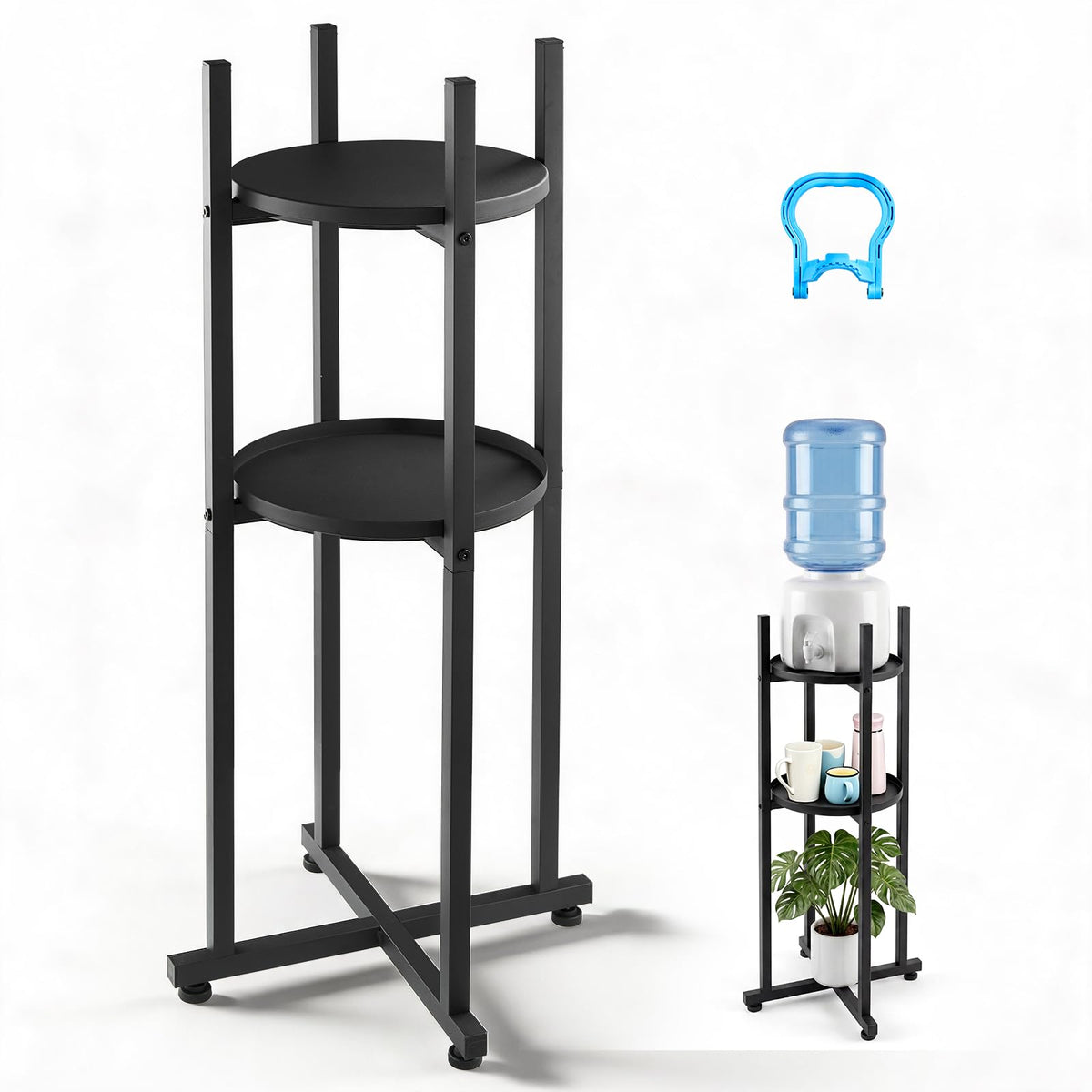 5 Gallon Heavy Duty Water Jug Stand with Storage Shelf H228