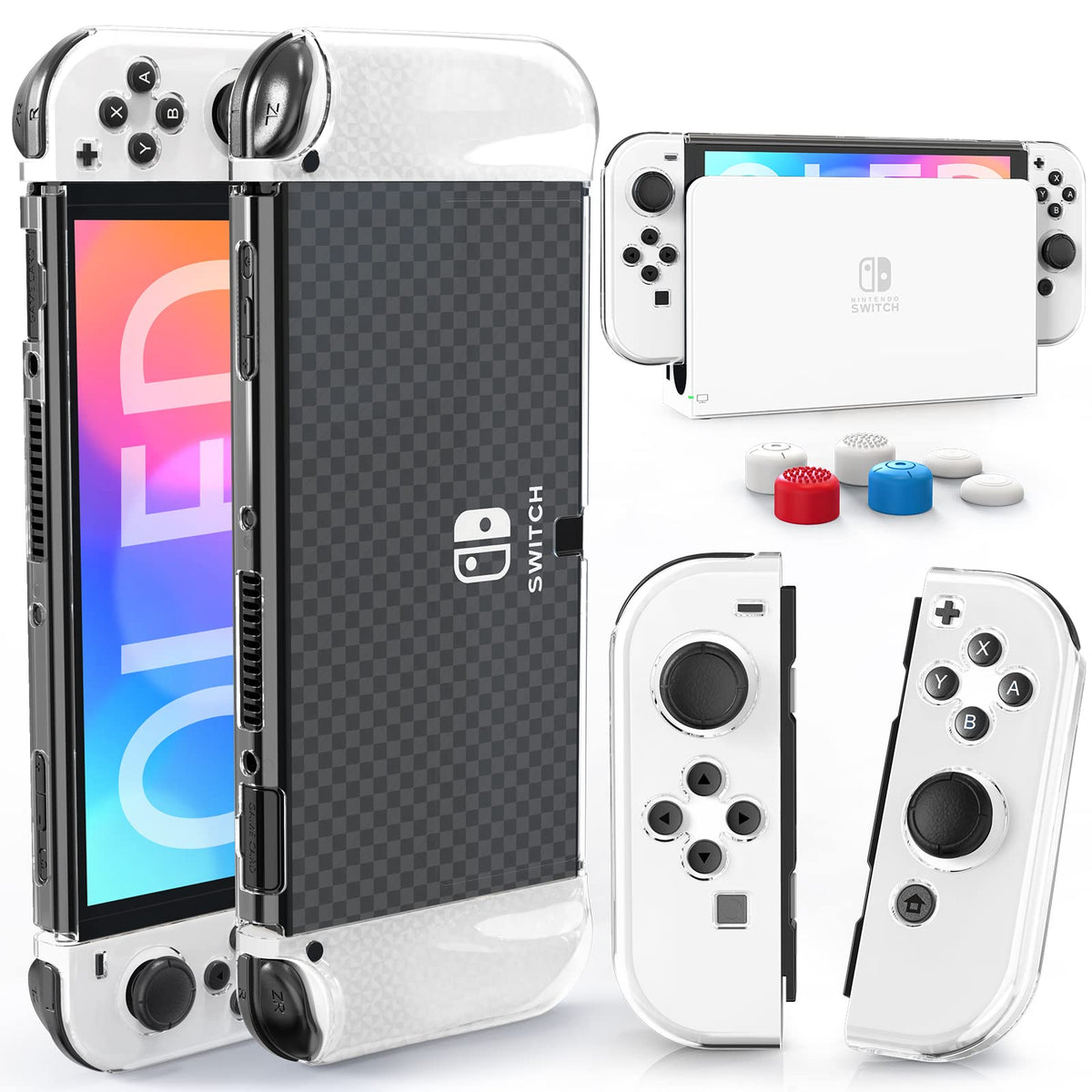 Switch OLED Dockable Hard PC Case with Thumb Stick Caps M864083