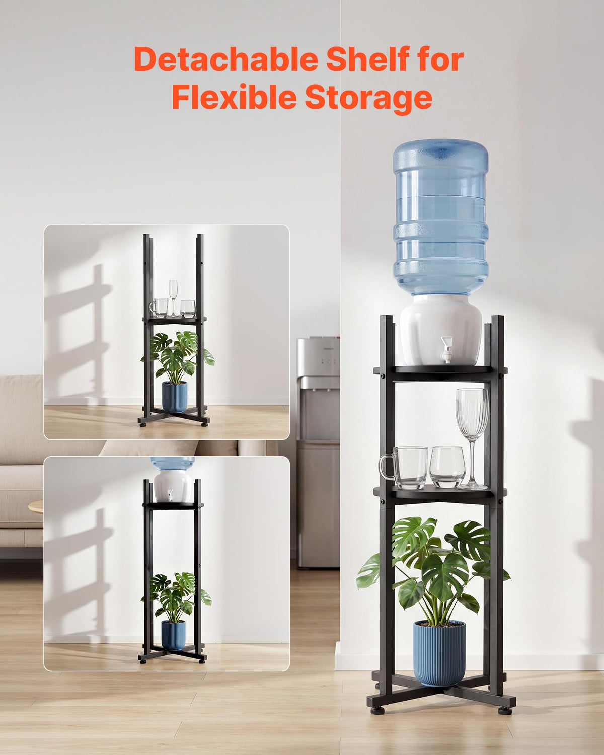 5 Gallon Heavy Duty Water Jug Stand with Storage Shelf H228
