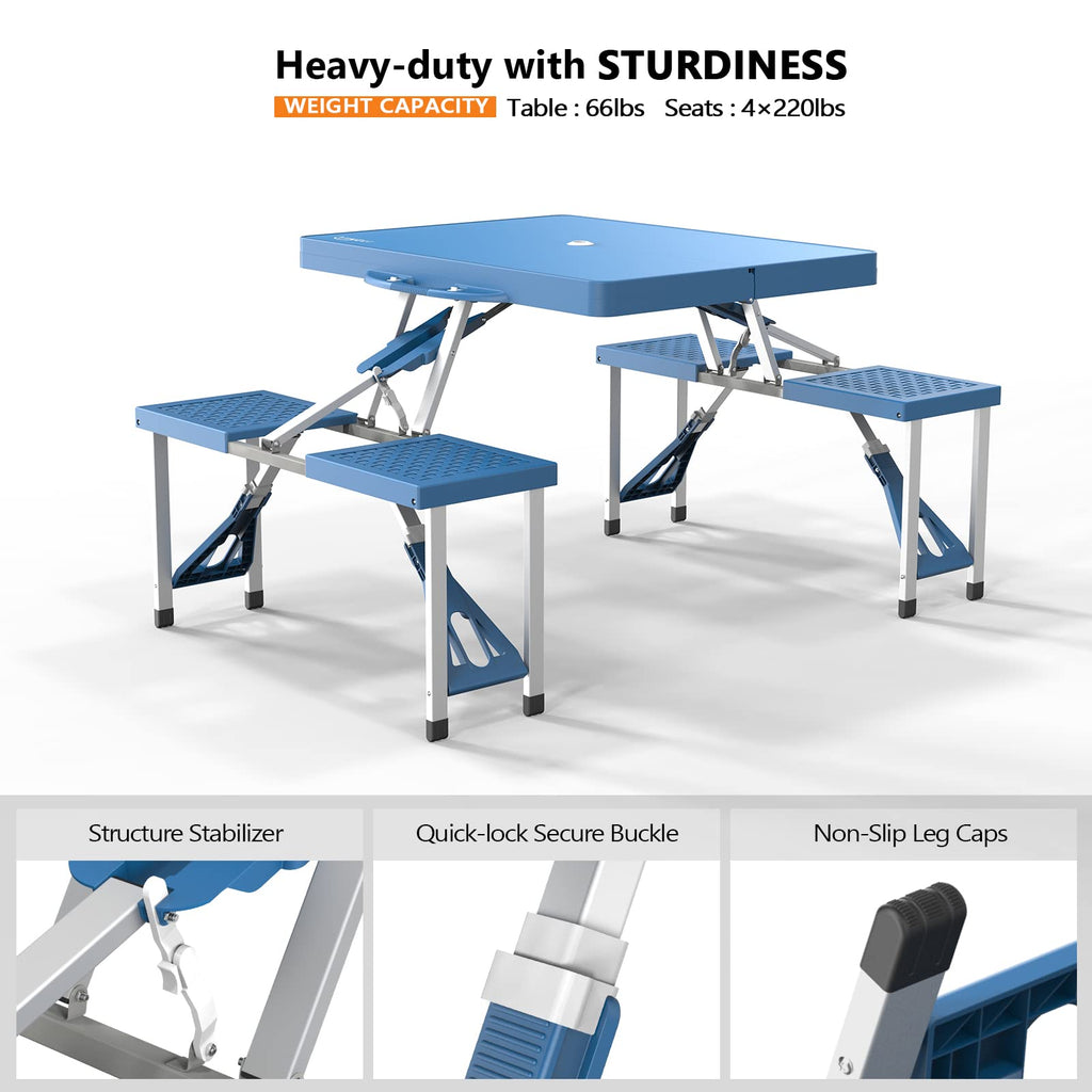 4 Ft Folding Picnic Table Set with 4 Seats G578