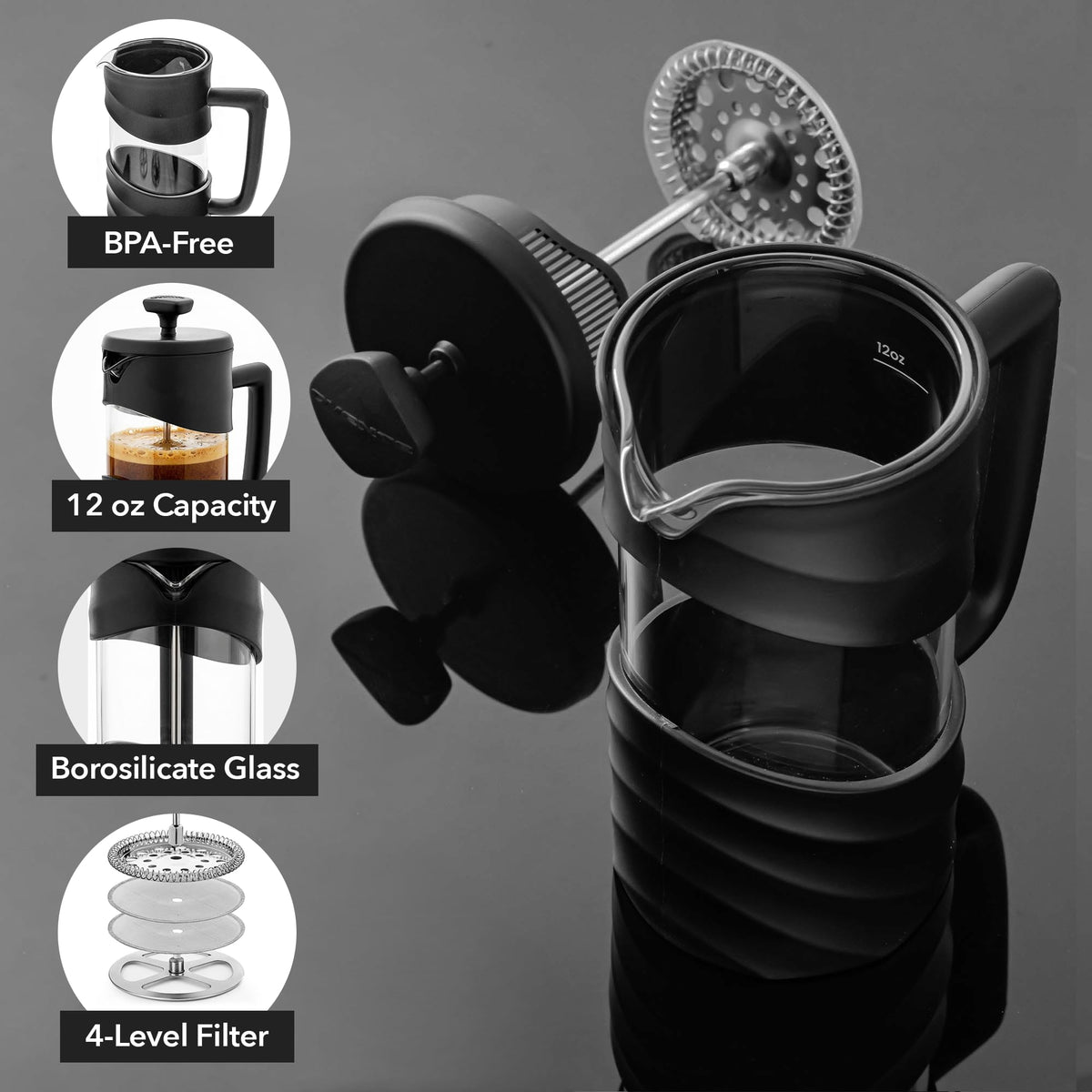 12oz French Press Coffee Maker F1305