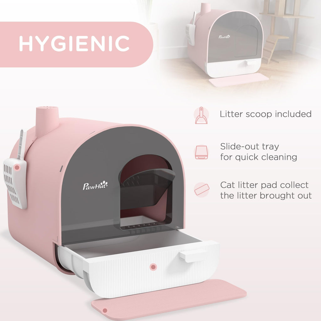Pink Covered Cat Litter Box with Scoop B66360