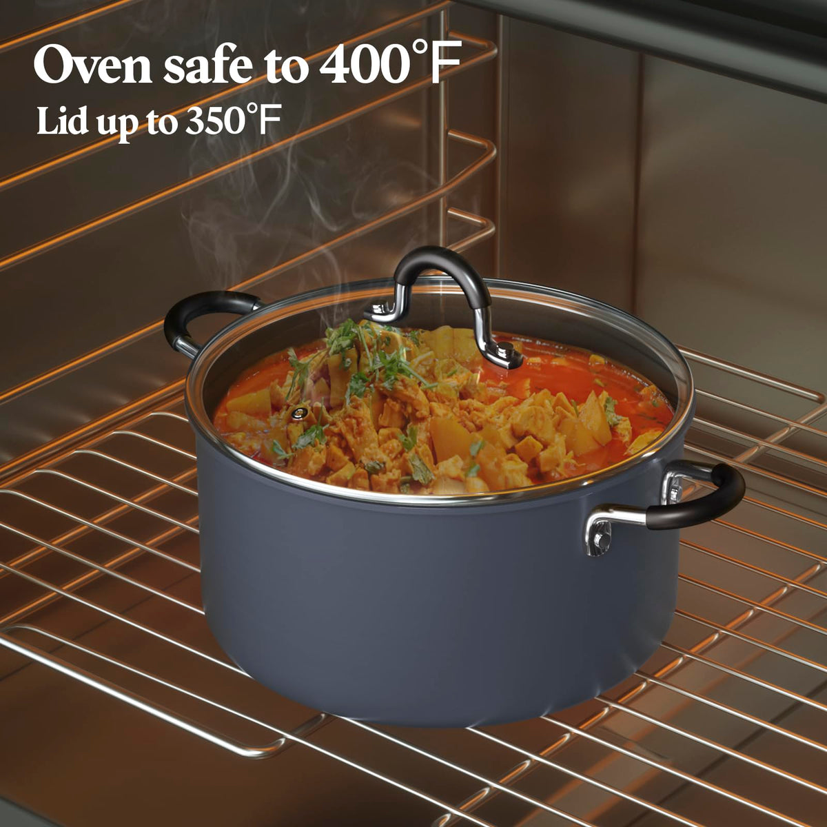 12 Piece Black Nonstick Hard Anodized Cookware Set U2220