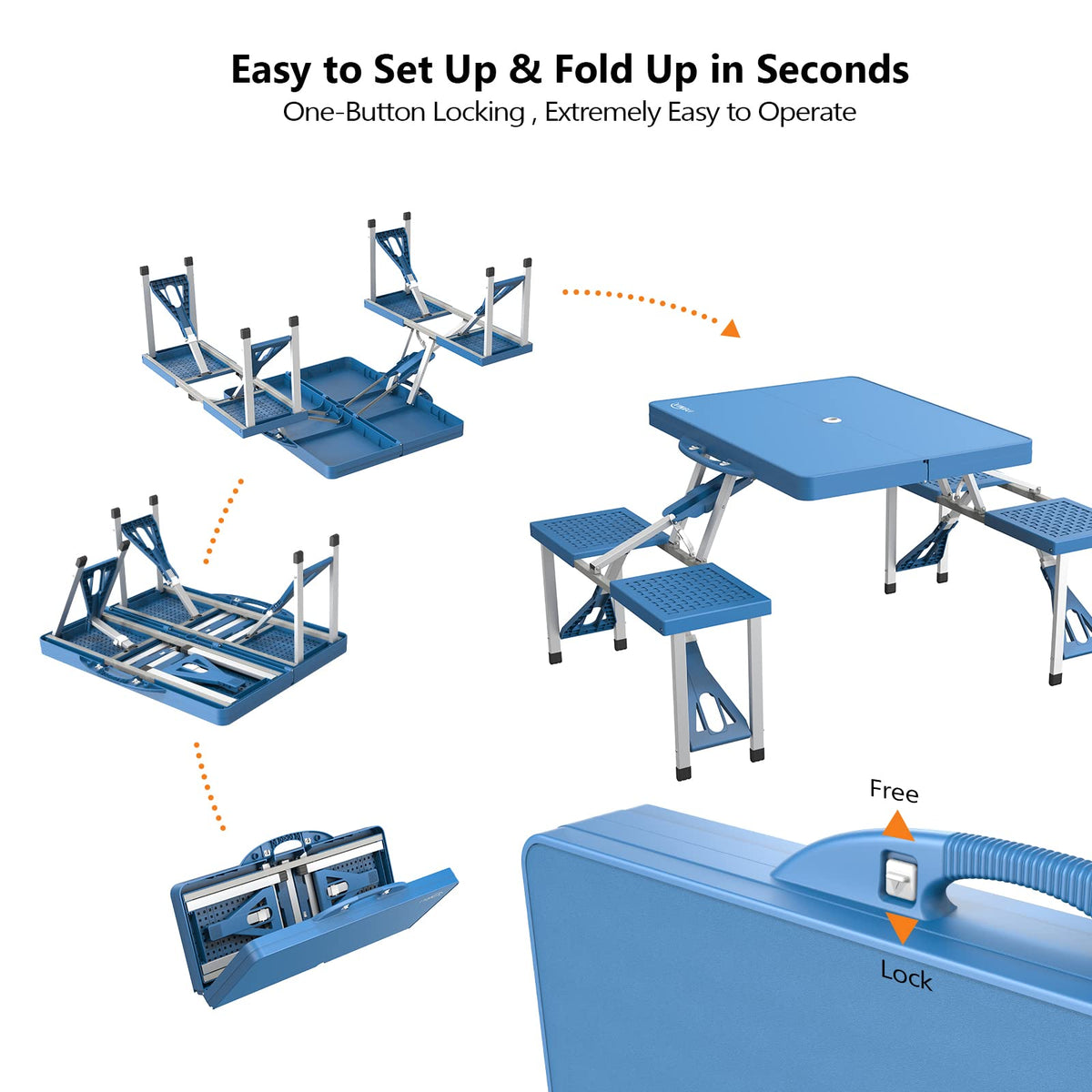 4 Ft Folding Picnic Table Set with 4 Seats G578