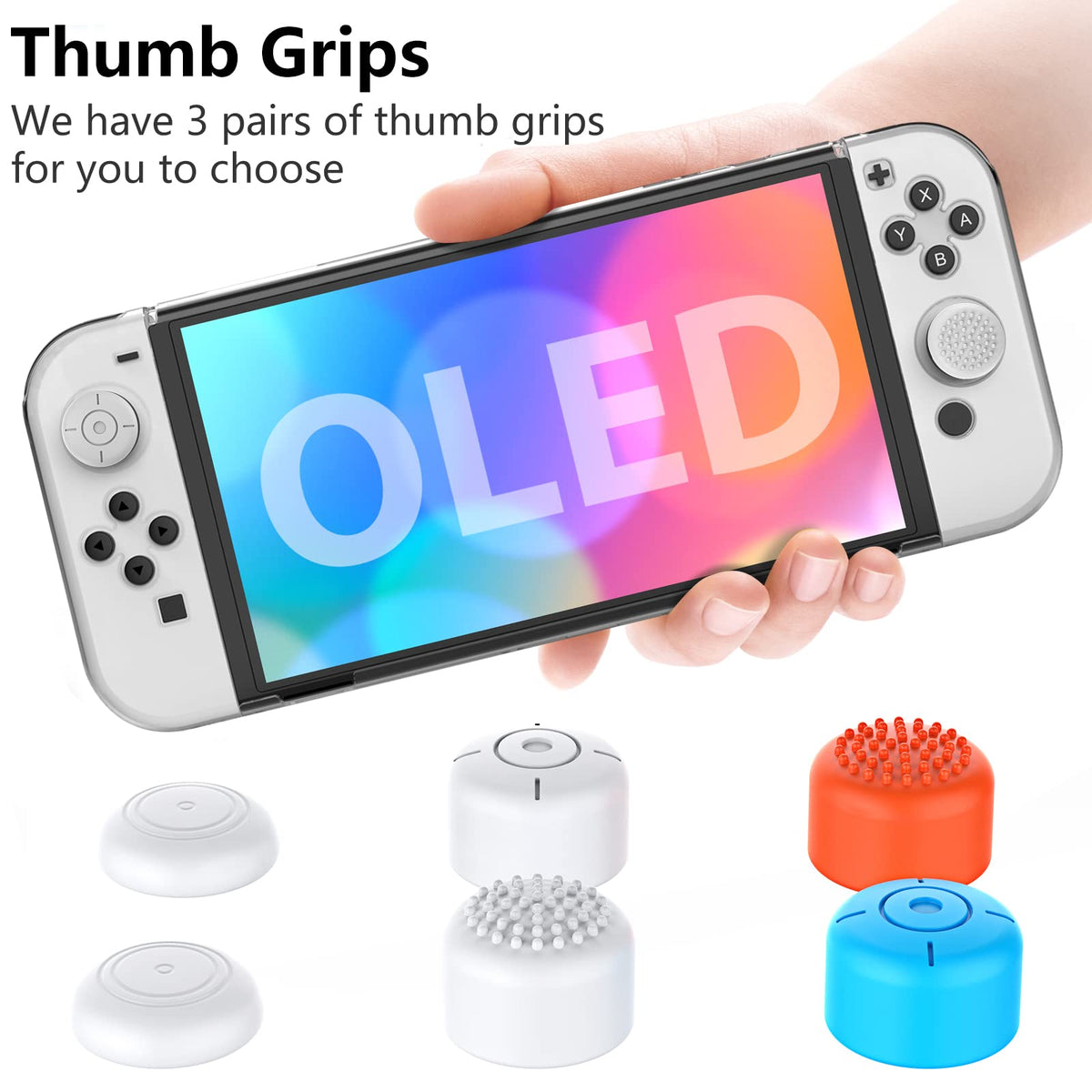 Switch OLED Dockable Hard PC Case with Thumb Stick Caps M864083