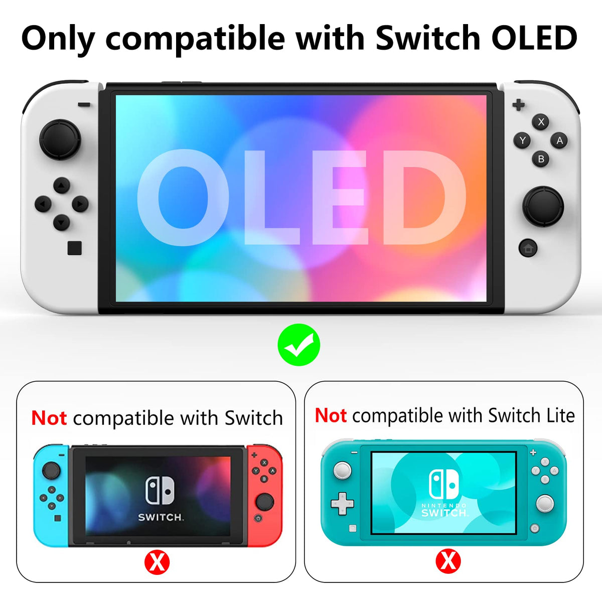 Switch OLED Dockable Hard PC Case with Thumb Stick Caps M864083
