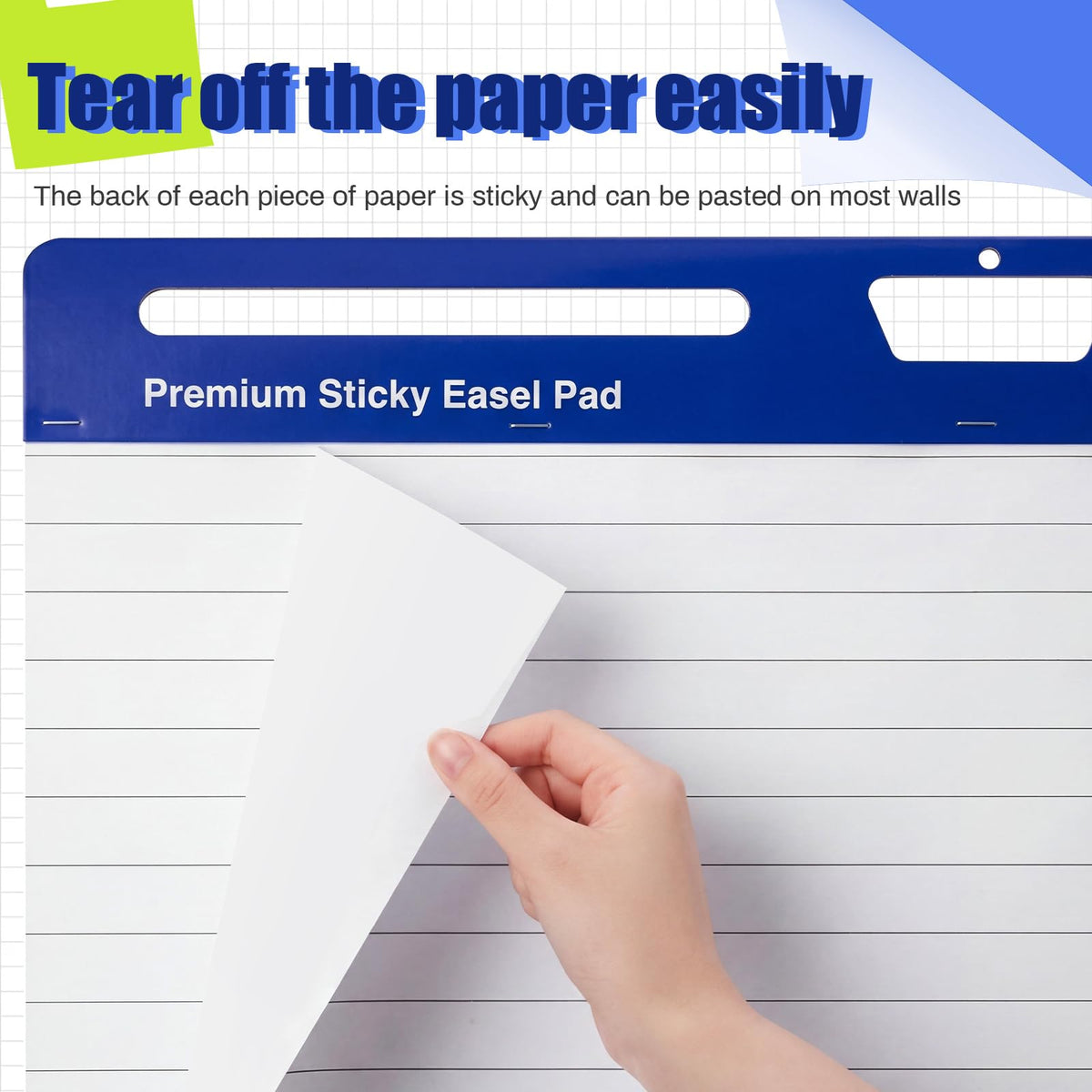 12 Pads White Lined Sticky Easel Pad 25 in x 30 in O996974