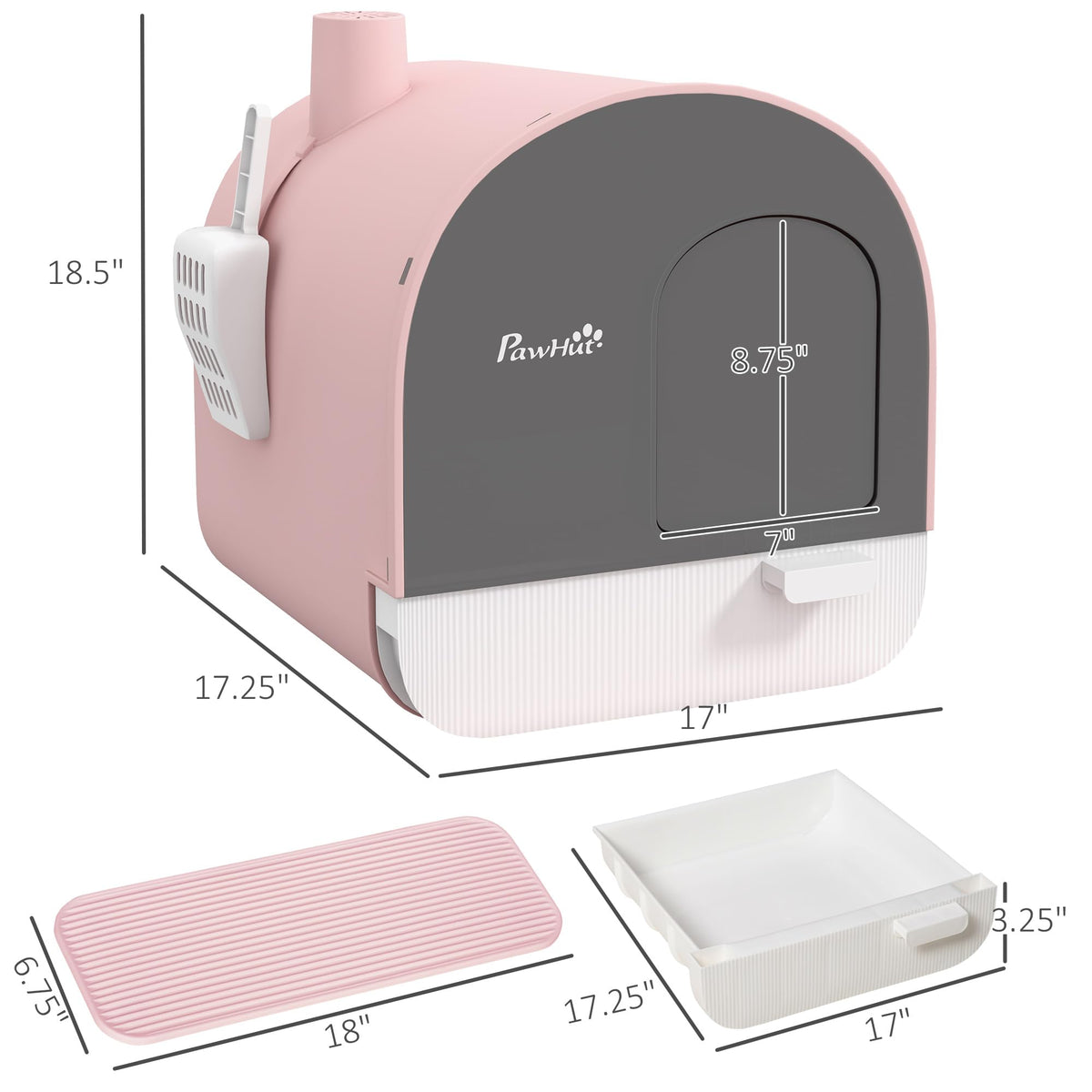 Pink Covered Cat Litter Box with Scoop B66360