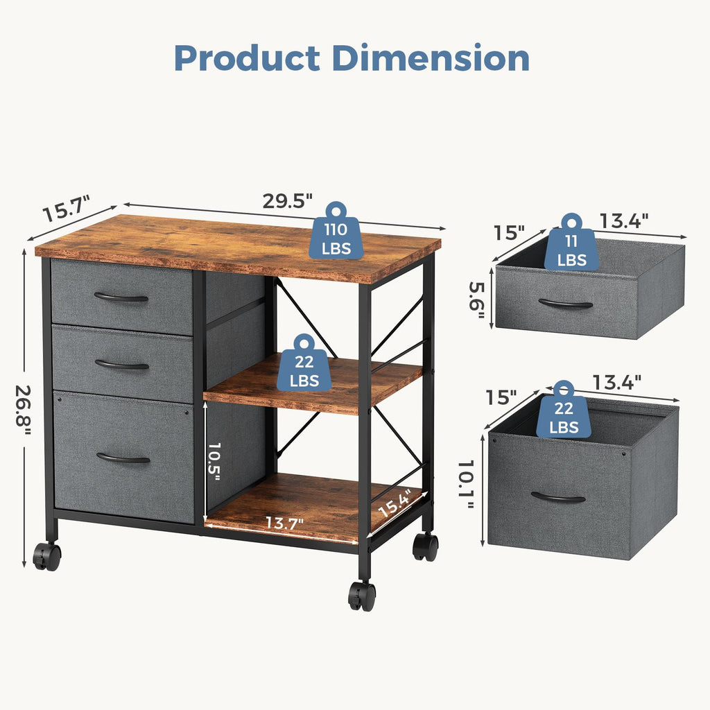 3 Drawer Mobile File Cabinet A200