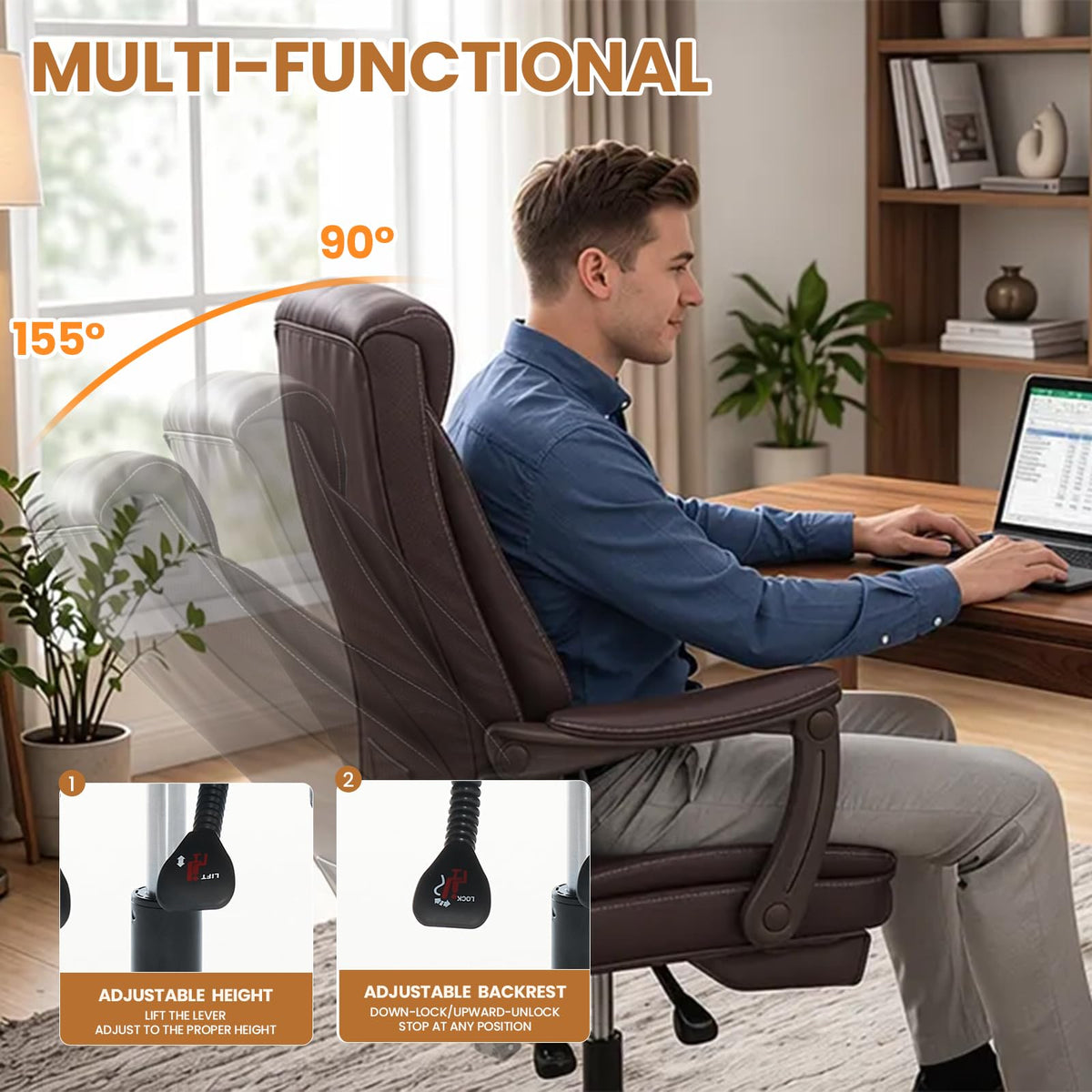 500lbs Big and Tall Office Chair with Footrest A31794