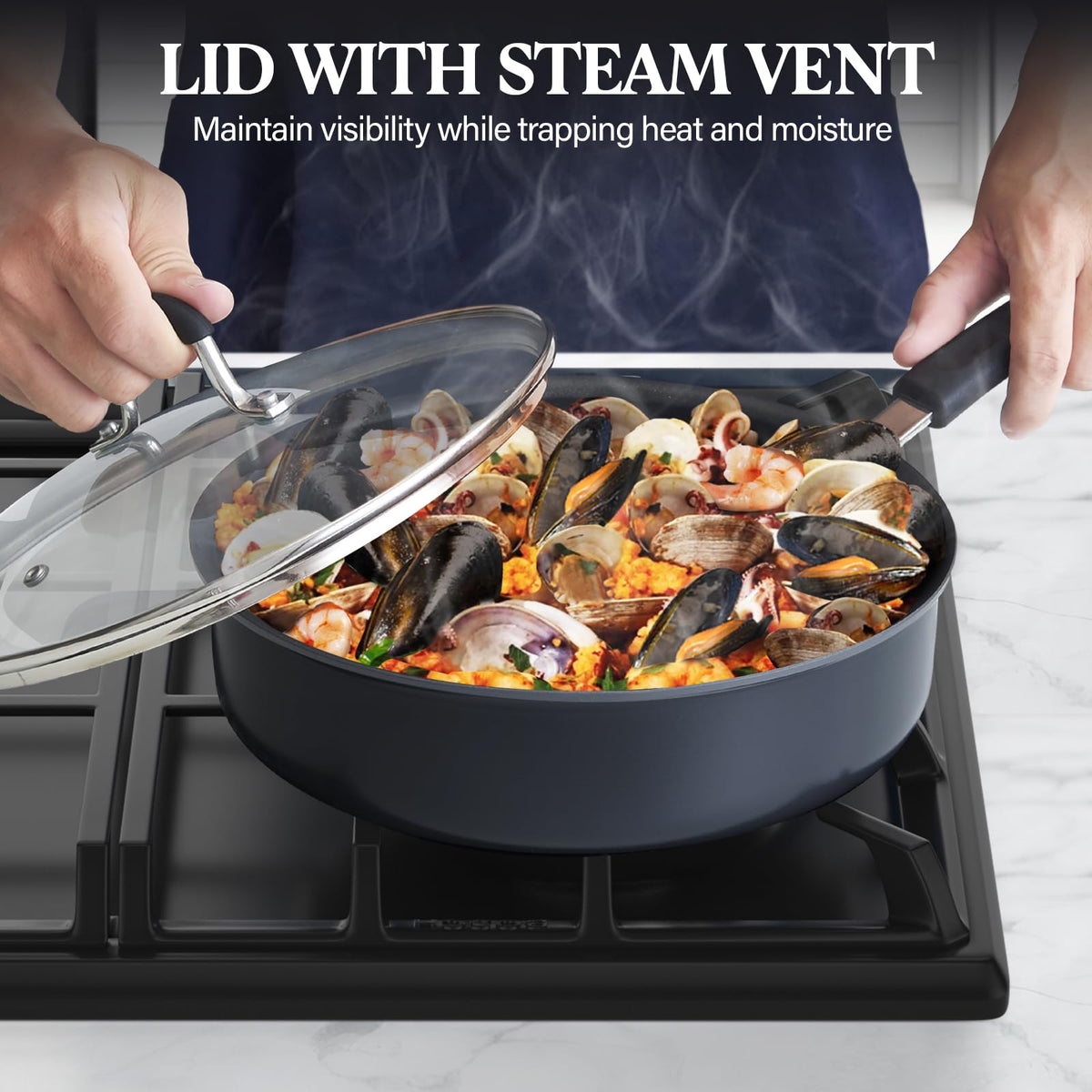 12 Piece Black Nonstick Hard Anodized Cookware Set U2220