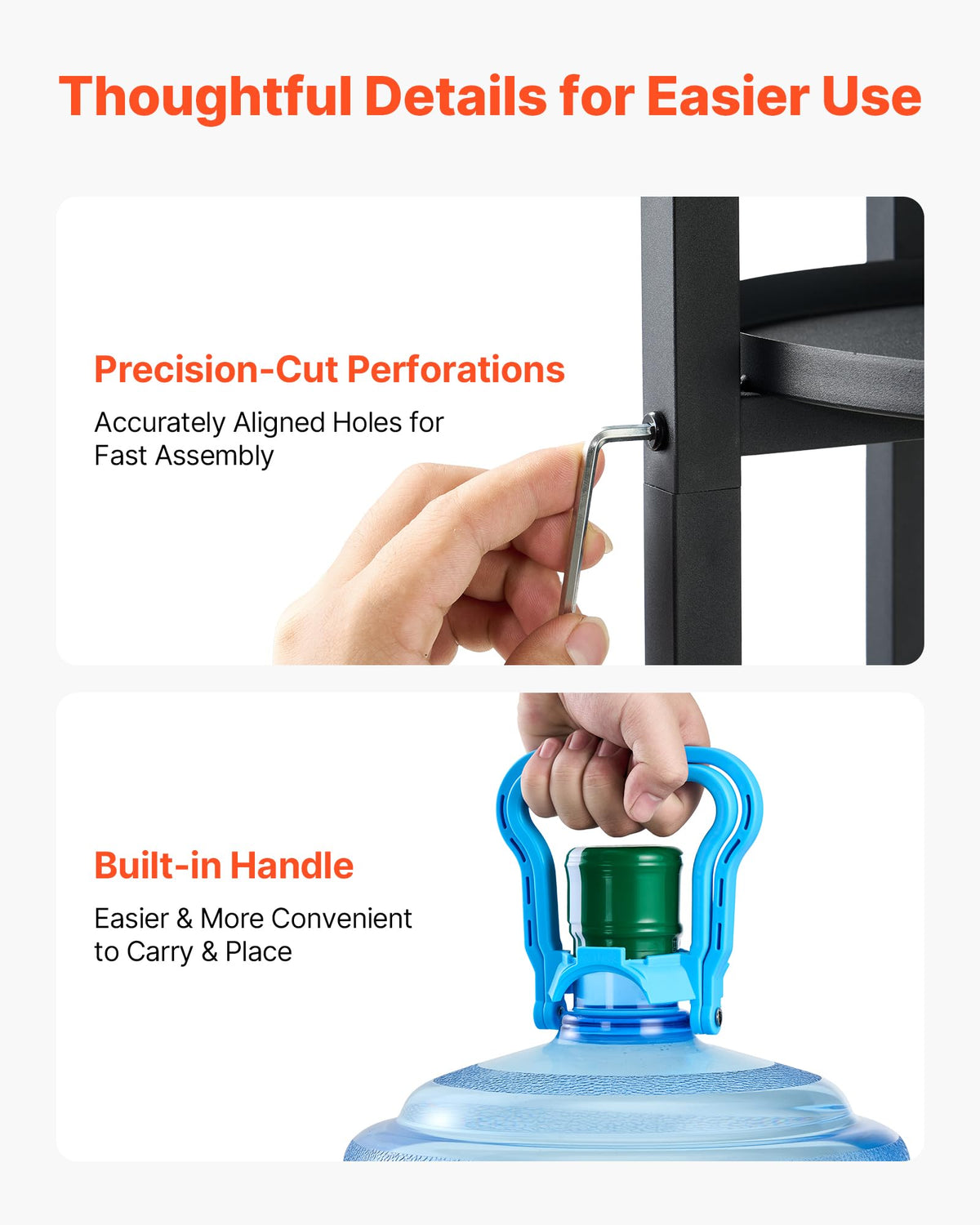 5 Gallon Heavy Duty Water Jug Stand with Storage Shelf H228