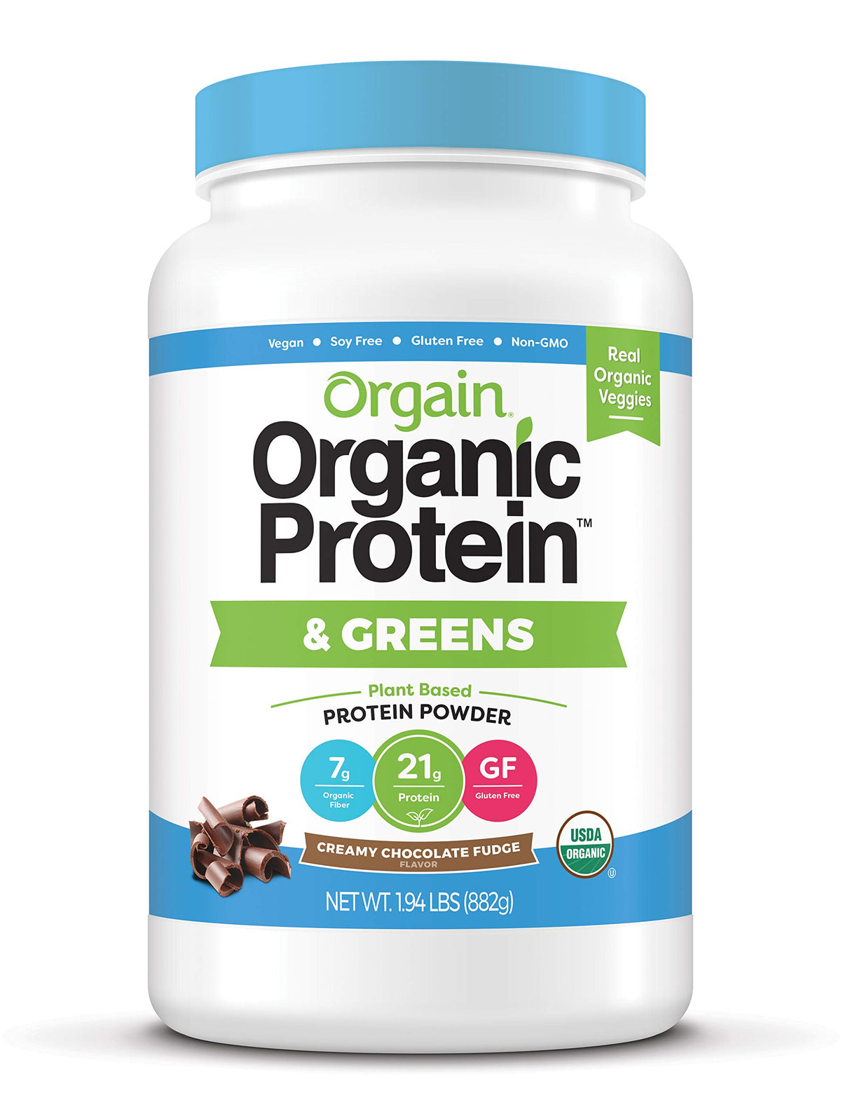 Organic Vegan Protein Powder + Greens, Creamy Chocolate Fudge, Vanilla Bean V932588