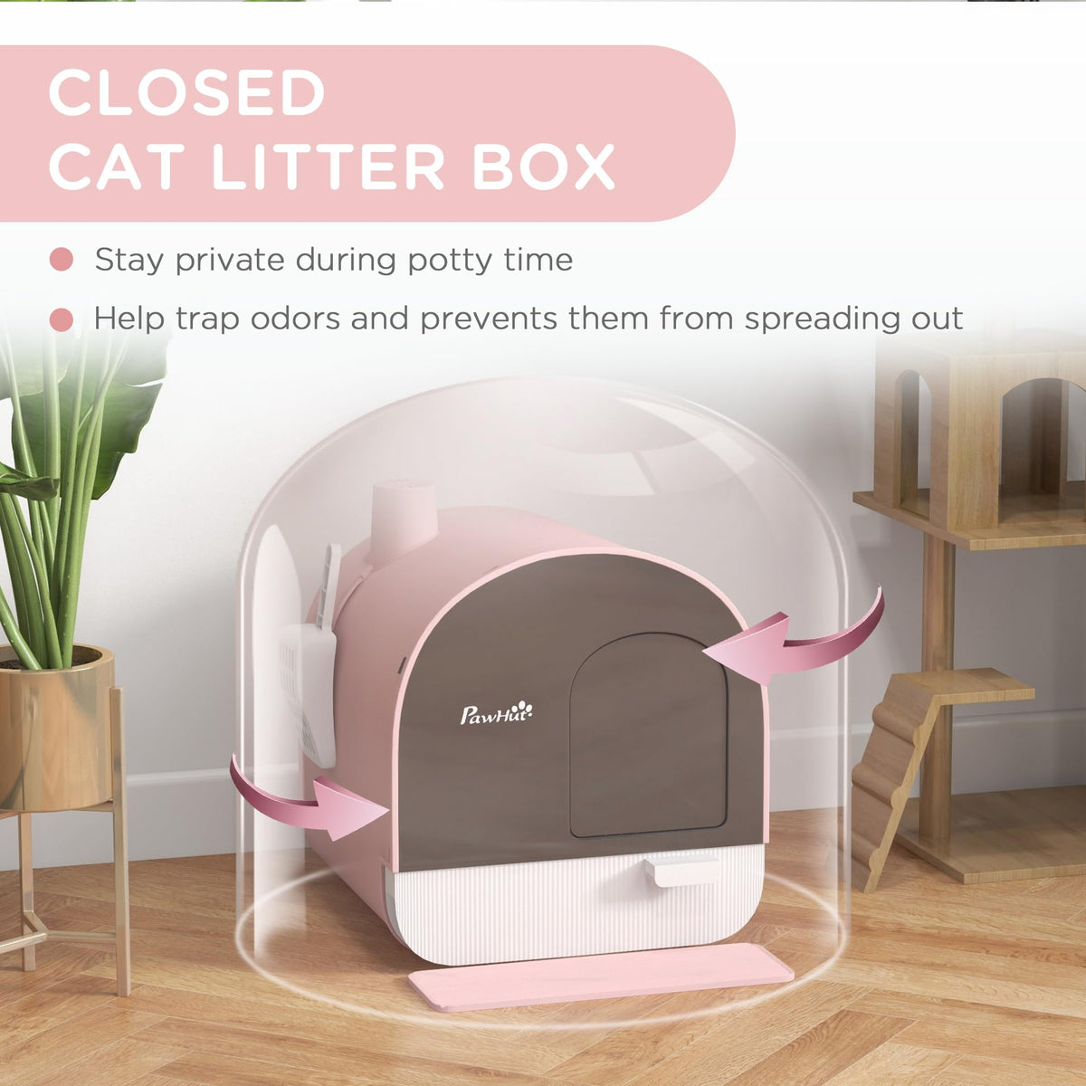 Pink Covered Cat Litter Box with Scoop B66360