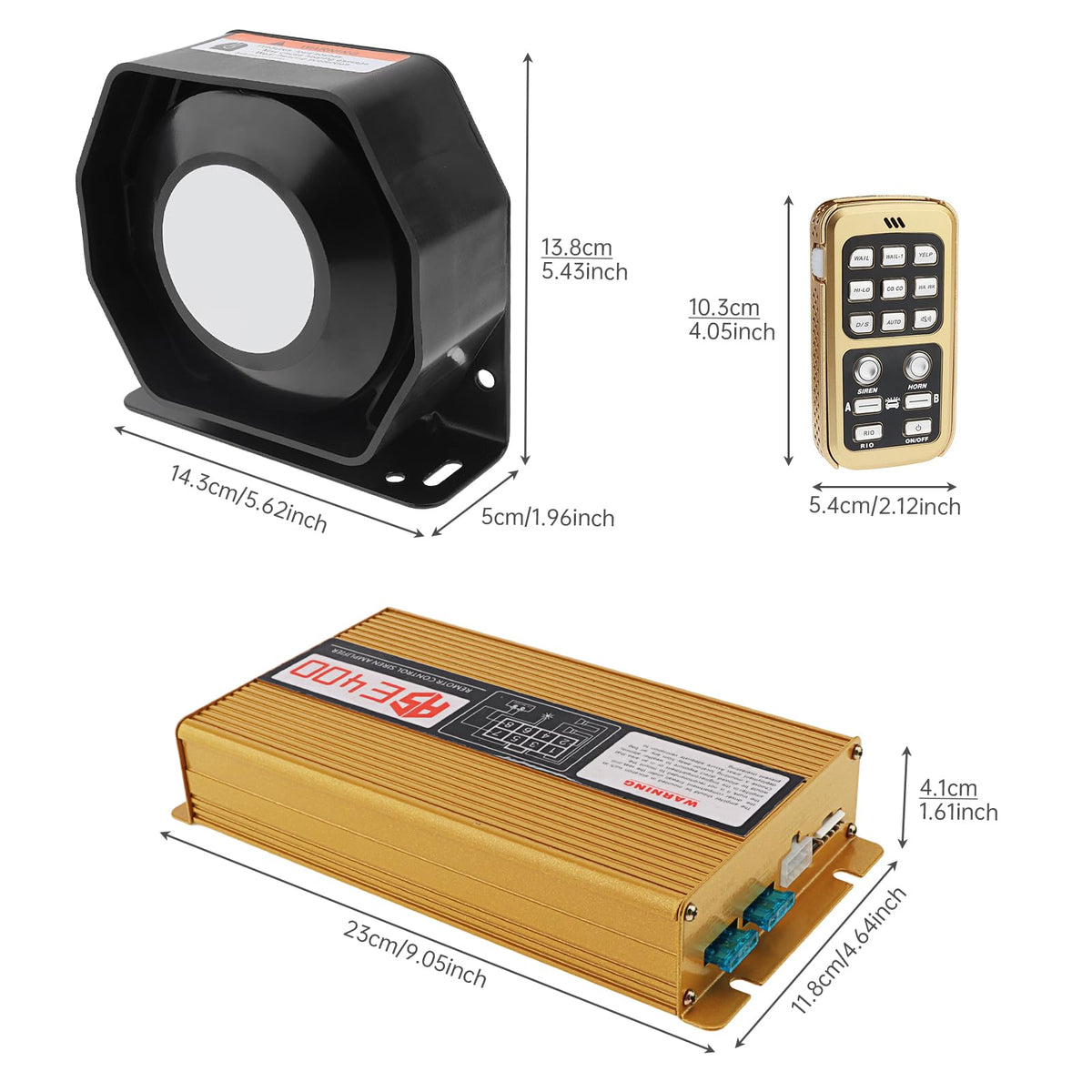 12V 400W 18 Tones Police Siren PA System with Horn Speaker & Remote Control O66331