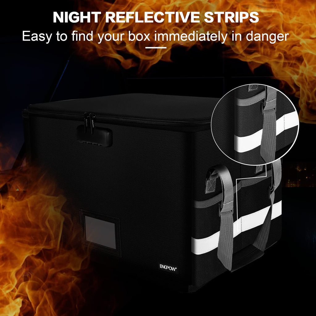 Black Fireproof Collapsible File Box with Lock L183