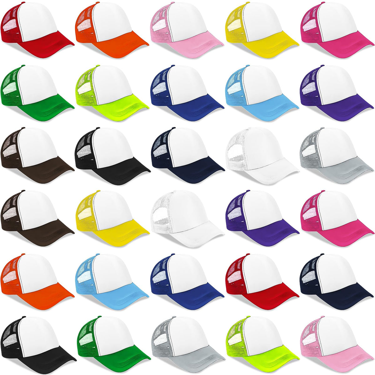 30 Pcs Kids Adjustable Mesh Trucker Hats R5699
