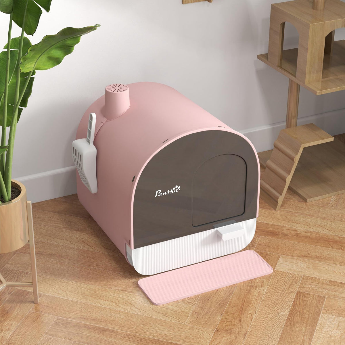 Pink Covered Cat Litter Box with Scoop B66360