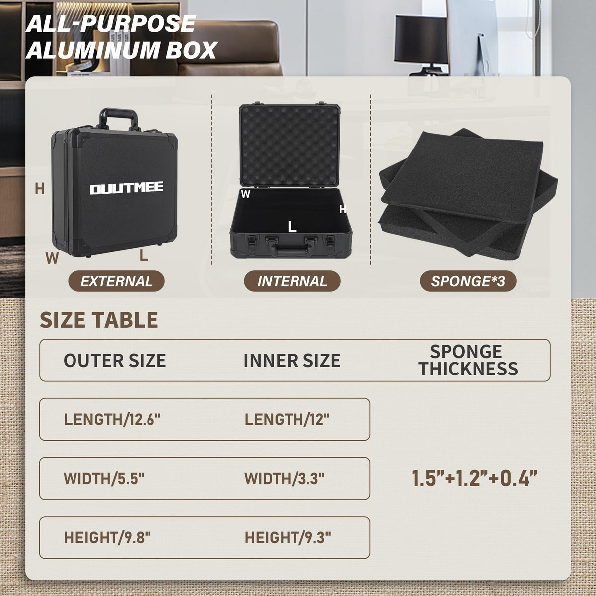 12 Inch Hard Shell Carrying Case with Pre-Diced Foam Z518
