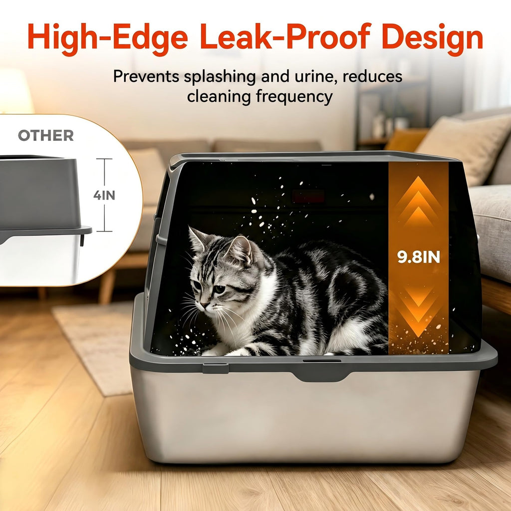 2 Pack XXXL Stainless Steel Litter Box with Lid J99454