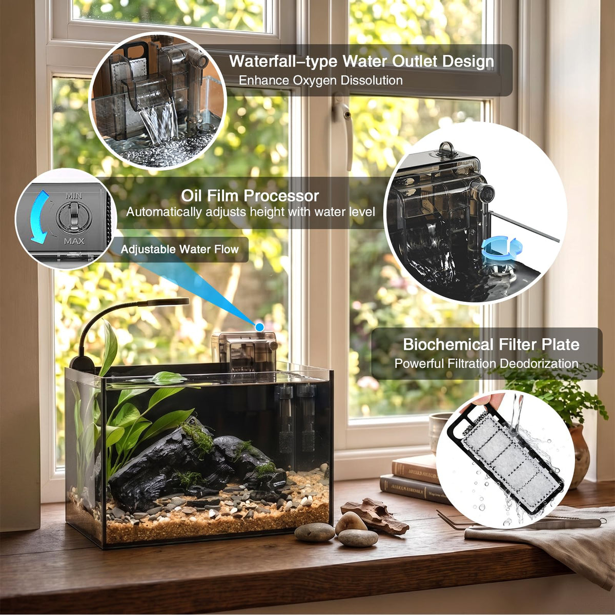 2.8 Gallon Aquarium Starter Kit with LED and Filter Pump V16300