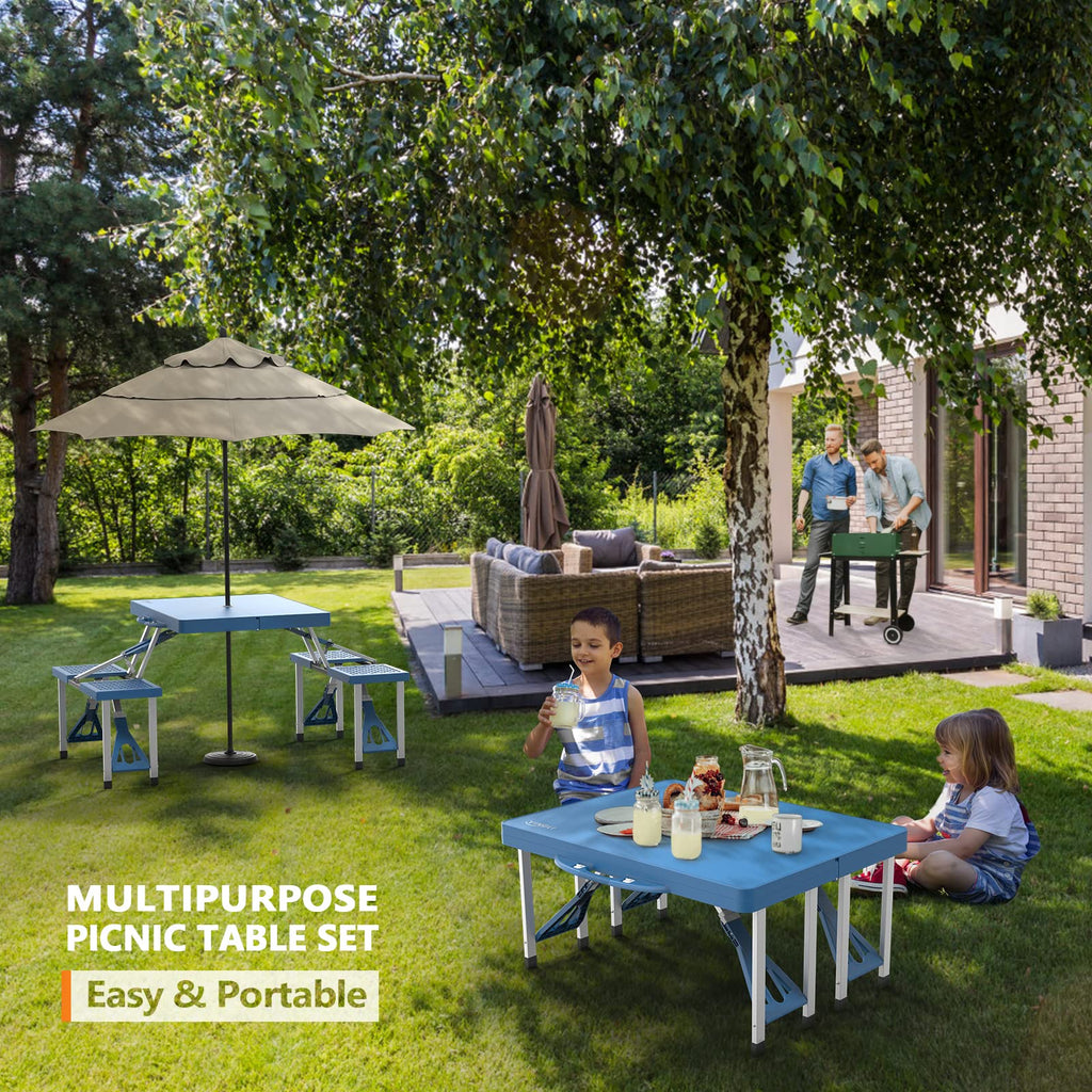 4 Ft Folding Picnic Table Set with 4 Seats G578