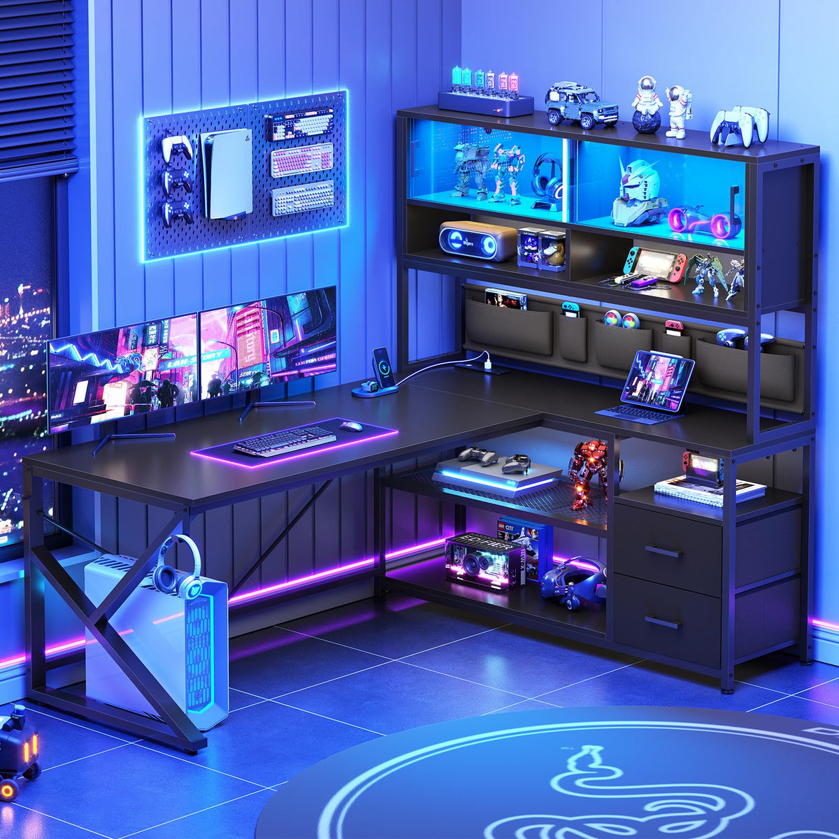 L Shaped Gaming Desk with 2 Drawer C8790