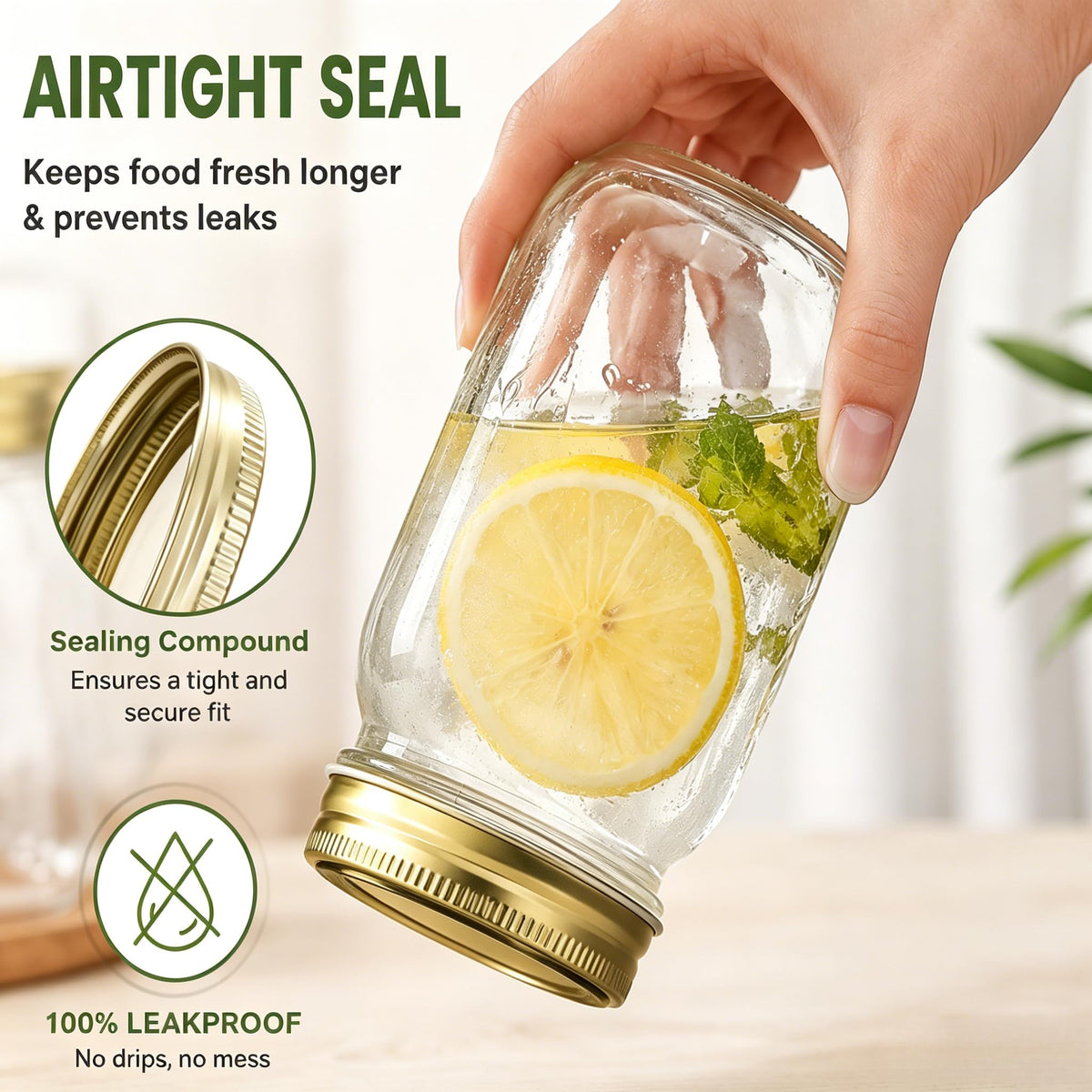 16 oz Glass Mason Jars with Lids and Bands, 12 Pack R20202