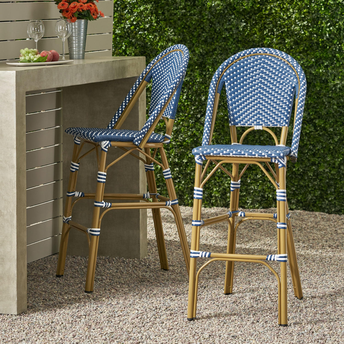 29.5" PE Rattan Bar Stool Set of 2 X6110