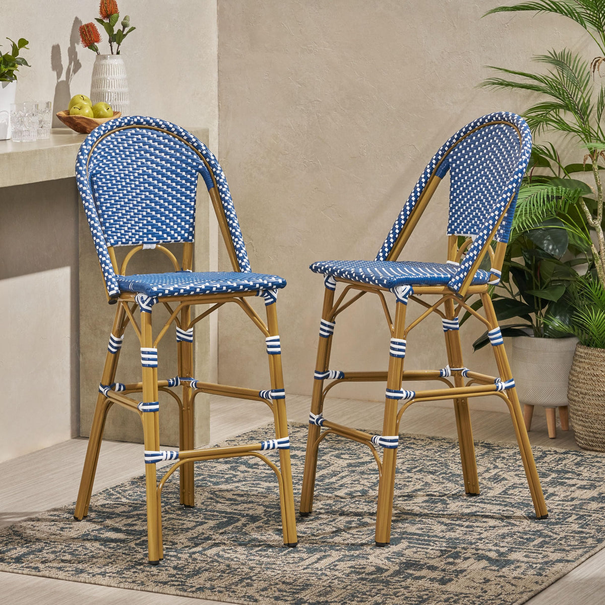 29.5" PE Rattan Bar Stool Set of 2 X6110